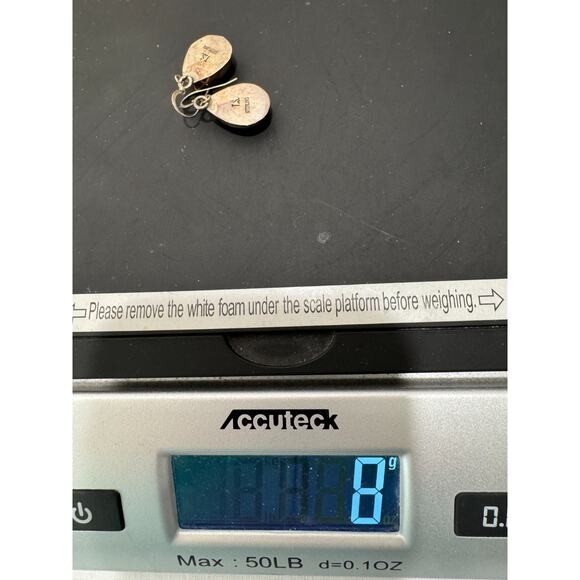 VINTAGE Lapis Lazuli Sterling Silver Earrings TS Signed Native American Teardrop - Picture 3 of 5